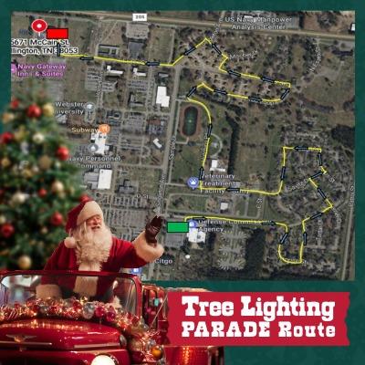 Tree lighting Parade route
